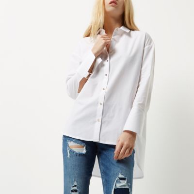 White poplin oversized shirt